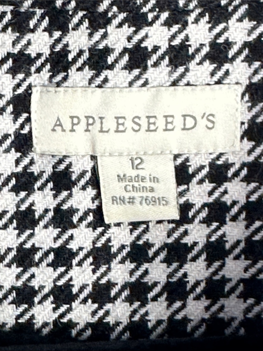 90s Vintage Appleseed's Black & White Houndstooth Button-Up Jacket NEW! - Picture 5 of 9